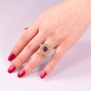 amethyst diamond 18k gold statement ring