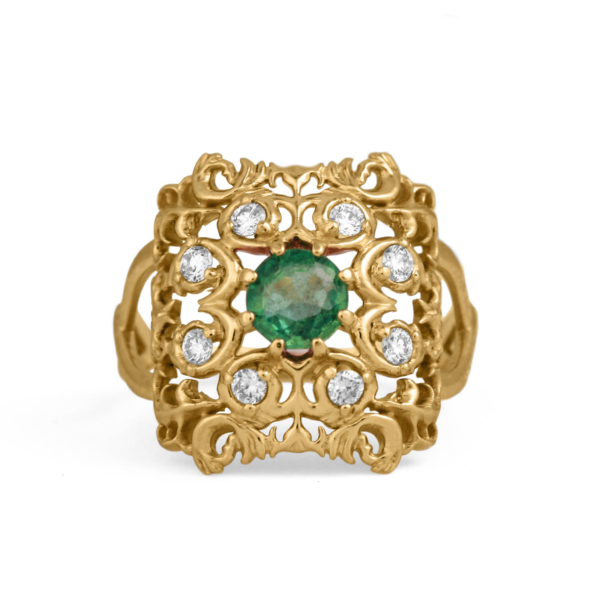 emerald ring with diamonds