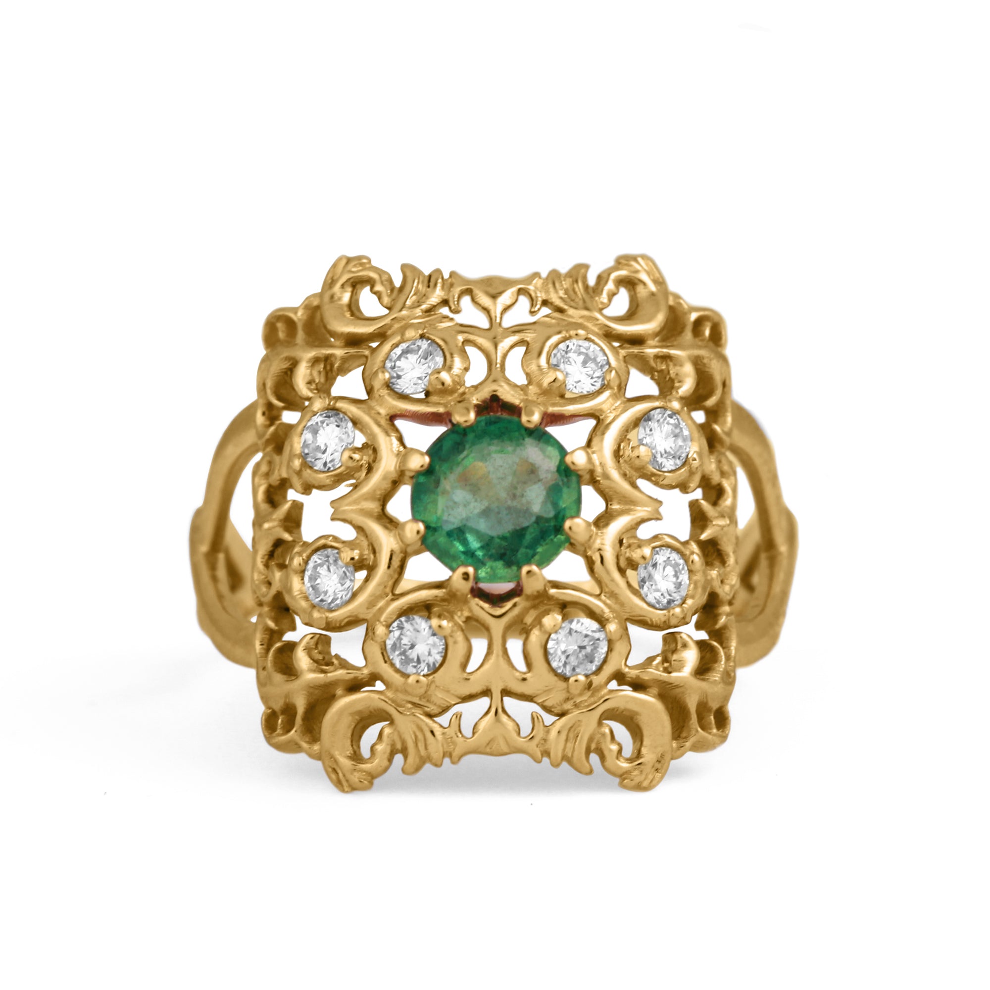 22K Yellow Gold Emerald Ring W/ Minimalist Prong Set – Virani Jewelers