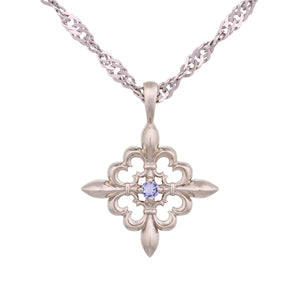 Fleur de lis Pendant Gold with Aquamarine