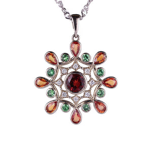 Statement Gold Pendant with Diamonds Sapphires Garnet Tsavorites