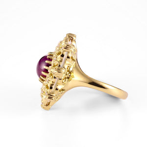 amethyst diamond statement ring in 18k gold