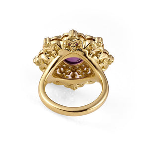 amethyst diamond 18k yellow gold cocktail ring